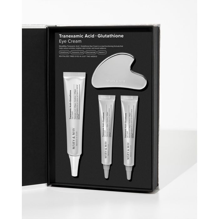 پک اختصاصی دور چشم ترانگزامیک اسید و گواشا مری اند می Mary & May Glutathione Eye Cream Kit