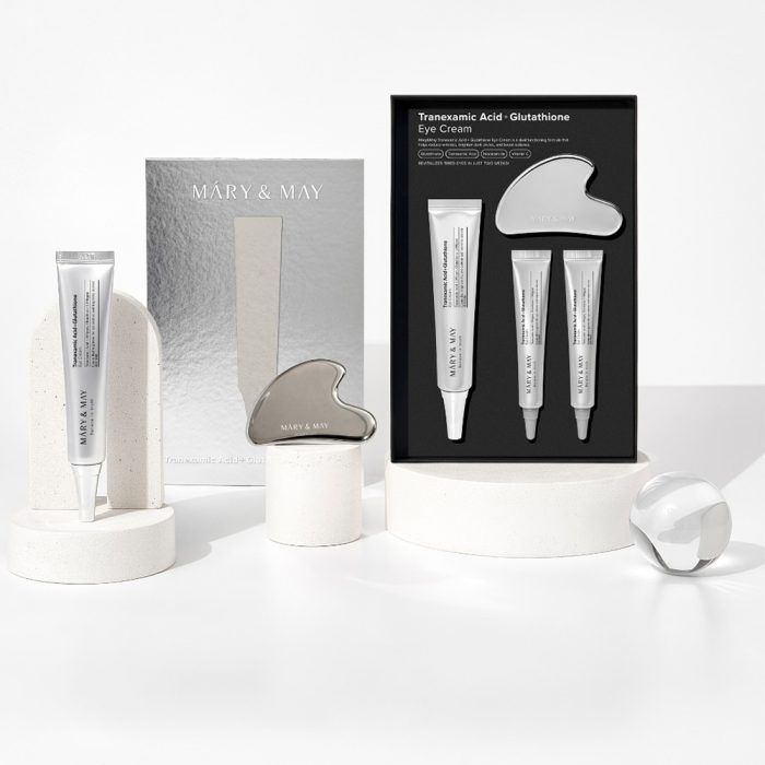 پک اختصاصی دور چشم ترانگزامیک اسید و گواشا مری اند می Mary & May Glutathione Eye Cream Kit