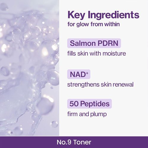 تونر پپتاید PDRN و +NAD شماره 9 نامبوزین درخشان تقویت کننده و ضد چروک Numbuzin No.9 NAD+ PDRN Glow Boosting Toner
