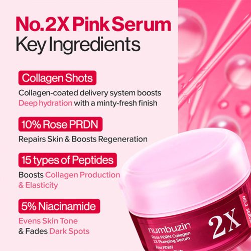 سرم PDRN رز کلاژن 2x شماره 2 نامبوزین حجم دهنده و جوانساز پوست NUMBUZIN No. 2 Rose PDRN Collagen 2X Plumping Serum