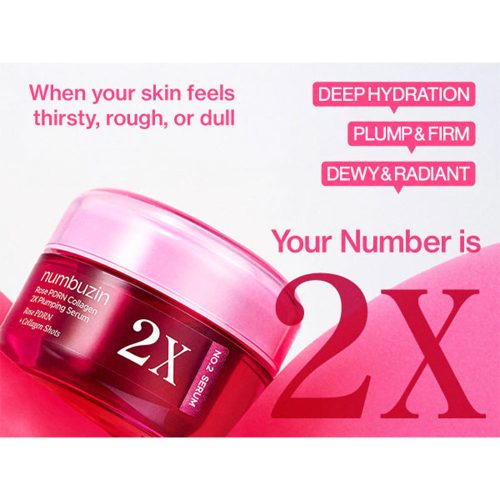 سرم PDRN رز کلاژن 2x شماره 2 نامبوزین حجم دهنده و جوانساز پوست NUMBUZIN No. 2 Rose PDRN Collagen 2X Plumping Serum