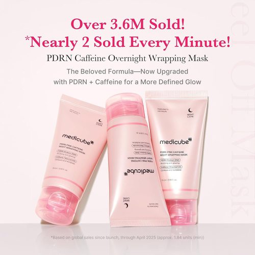 ماسک شب لایه بردار کافئین و PDRN مدی کیوب ترمیم کننده، جوانساز پوست Medicube Pdrn Pink Caffeine Night Wrapping Mask