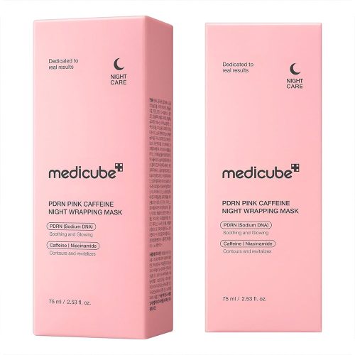 ماسک شب لایه بردار کافئین و PDRN مدی کیوب ترمیم کننده، جوانساز پوست Medicube Pdrn Pink Caffeine Night Wrapping Mask