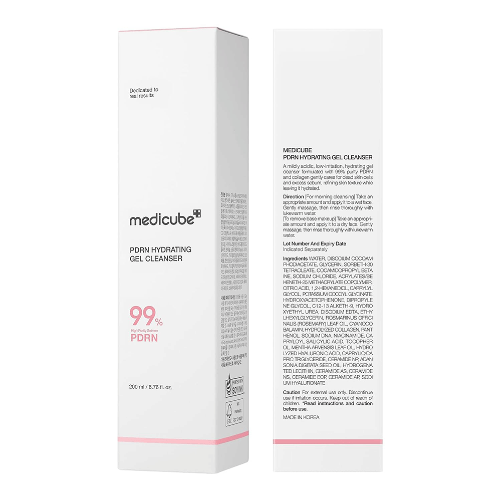 ژل شوینده PDRN مدی کیوب لایه بردار ملایم و روشن کننده پوست MEDICUBE PDRN Hydrating Gel Cleanser