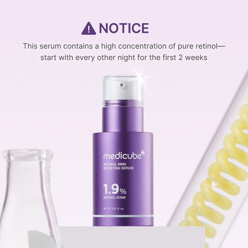سرم تقویت کننده رتینول و NMV مدی کیوب ضد چروک و جوانساز پوست Medicube Retinol NMN Boosting Serum