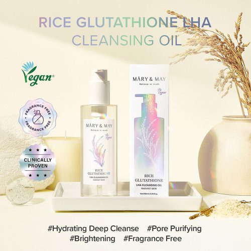 شوینده روغنی گلوتاتیون برنج مری اند می لایه بردار ملایم و روشن کننده پوست Mary&May Rice Glutathione LHA Cleansing Oil