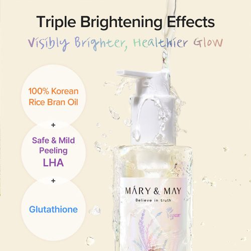 شوینده روغنی گلوتاتیون برنج مری اند می لایه بردار ملایم و روشن کننده پوست Mary&May Rice Glutathione LHA Cleansing Oil