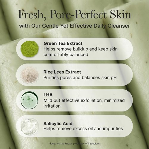 شوینده موچی لایه بردار ملایم کنترل منافذ چای سبز آرنسیا Arencia Green Tea + LHA Deep Pore Rice Cake Cleanser