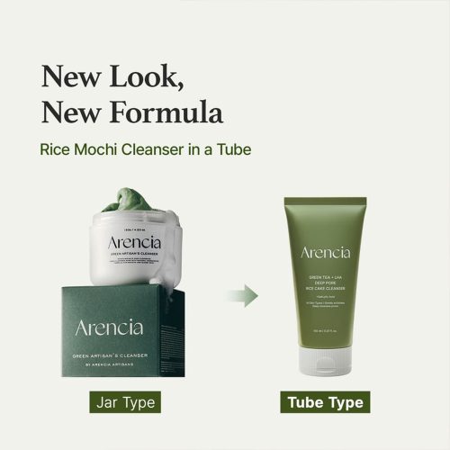 شوینده موچی لایه بردار ملایم کنترل منافذ چای سبز آرنسیا Arencia Green Tea + LHA Deep Pore Rice Cake Cleanser