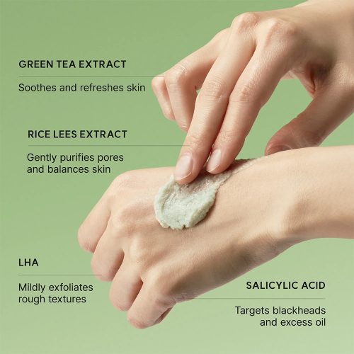 شوینده موچی لایه بردار ملایم کنترل منافذ چای سبز آرنسیا Arencia Green Tea + LHA Deep Pore Rice Cake Cleanser