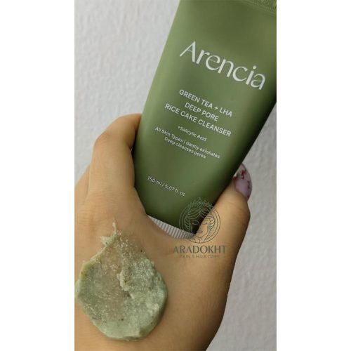 شوینده موچی لایه بردار ملایم کنترل منافذ چای سبز آرنسیا Arencia Green Tea + LHA Deep Pore Rice Cake Cleanser