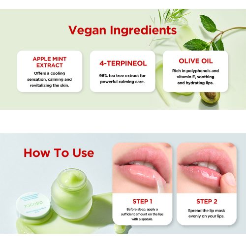 ماسک لب نعناع توکوبو تسکین دهنده و خنک کننده TOCOBO Mint Cooling Lip Mask