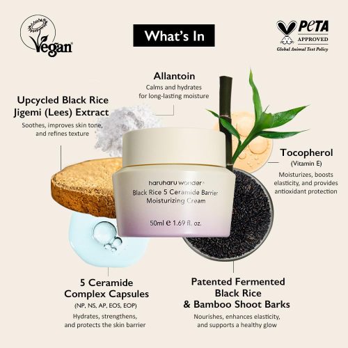 کرم مرطوب کننده 5 سراماید برنج سیاه هاروهارو واندر تقویت کننده سد دفاعی پوست HARUHARU Wonder Black Rice 5 Ceramide Barrier Moisturizing Cream