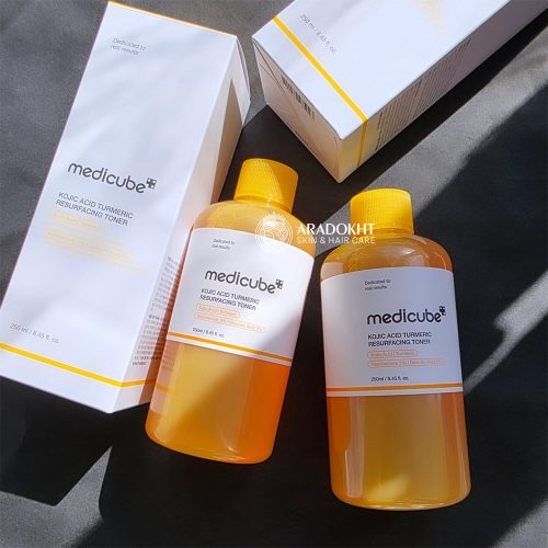 تونر لایه بردار و روشن کننده کوجیک اسید و زردچوبه مدی کیوب MEDICUBE Kojic Acid Turmeric Resurfacing Toner
