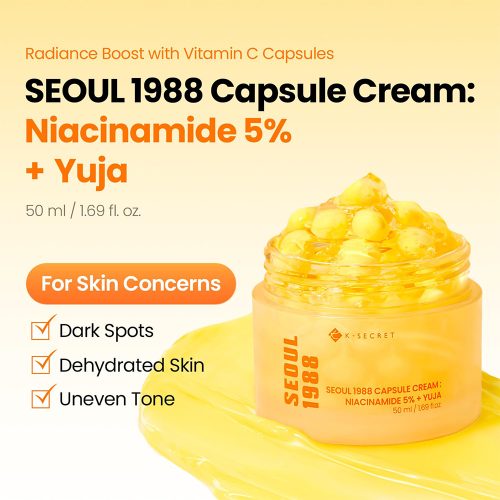 کرم کپسولی یوجا نیاسینامید 5% کی سکرت ضد لک و روشن کننده پوست K-SECRET SEOUL 1988 Capsule Cream Niacinamide 5% + Yuja