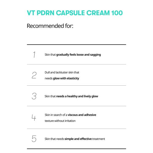 کرم کپسولی PDRN 100 وی تی کازمتیک ضد چروک، جوانساز و ترمیم کننده پوست VT PDRN Capsule Cream 100