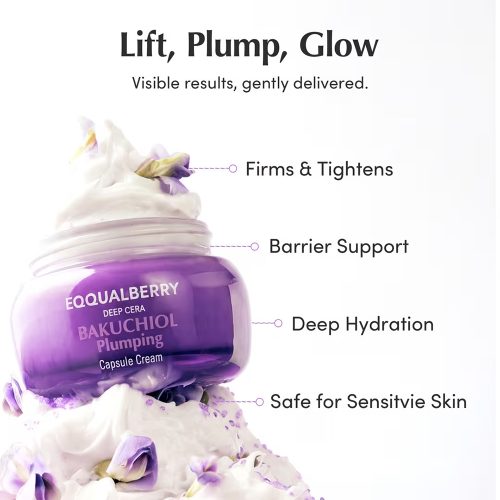 کرم کپسولی باکوچیول پلامپینگ اکوال بری ضد چروک و جوانساز پوست EQQUALBERRY Bakuchiol Plumping Capsule Cream