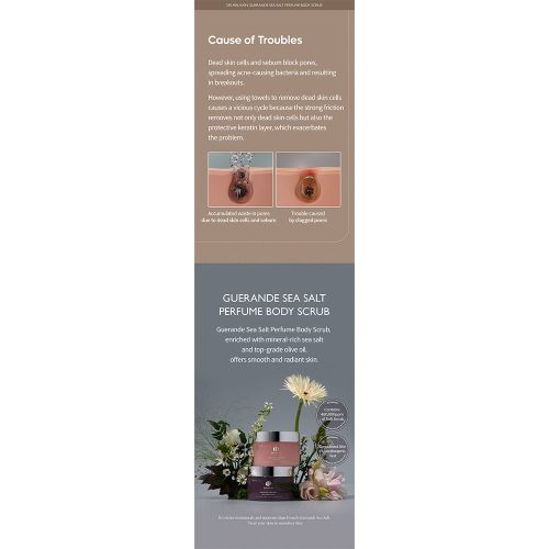 اسکراب بدن نمک دریایی گراند دکتر ملاکسین لایه بردار و روشن کننده پوست بدن Dr.Melaxin Guerande Sea Salt Perfume Body Scrub