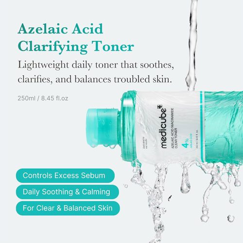 تونر آزلائیک اسید و نیاسینامید مدی کیوب ضدالتهاب، قرمزی و روشن کننده پوست MEDICUBE Azelaic Acid Niacinamide Clear Toner