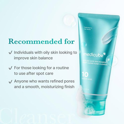 فوم شوینده آزلائیک اسید و نیاسینامید آنوا روشن کننده و تسکین دهنده پوست Medicube Azelaic Acid Niacinamide Deep Clean Foam Cleanser