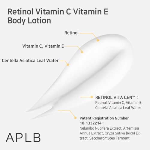 لوسیون بدن رتینول ویتامین E و سی APLB ضد چروک و روشن کننده APLB Retinol Vitamin C Vitamin E Body Lotion