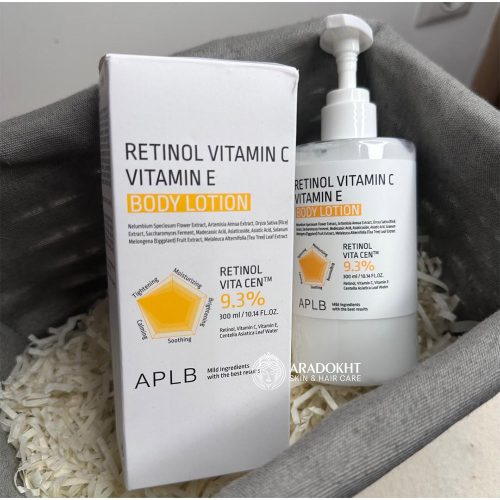 لوسیون بدن رتینول ویتامین E و سی APLB ضد چروک و روشن کننده APLB Retinol Vitamin C Vitamin E Body Lotion