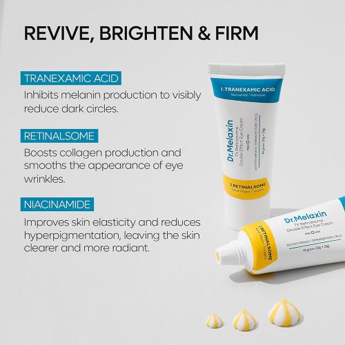 کرم دور چشم ترانگزامیک اسید و رتینال دکتر ملاکسین ضد چروک و روشن کننده قوی Dr.Melaxin TX Retinalsome Double Effect Eye Cream