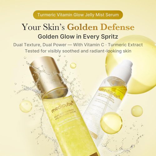 میست سرم ژلی کوجیک اسید و زردچوبه مدی کیوب روشن کننده و تسکین دهنده پوست Medicube Kojic Acid Turmeric Vita Jelly Mist Serum