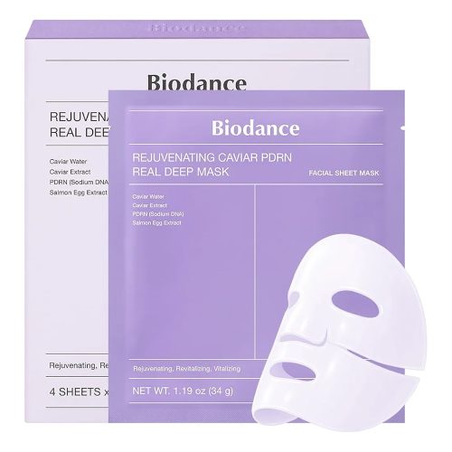 ماسک ورقه ای PDRN و خاویار بایودنس ضد چروک درخشان کننده و آبرسان پوست BIODANCE Rejuvenating Caviar PDRN Real Deep Mask
