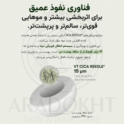 آمپول PDRN مو ریدل شات 100 وی تی کازمتیک احیا، ضد ریزش و تقویت مو VT Cosmetics PDRN Reedle Shot Hair Ampoule 100dL