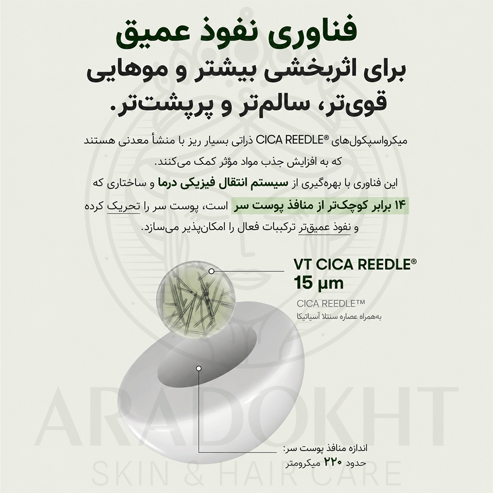 آمپول PDRN مو ریدل شات 100 وی تی کازمتیک احیا، ضد ریزش و تقویت مو VT Cosmetics PDRN Reedle Shot Hair Ampoule 100dL