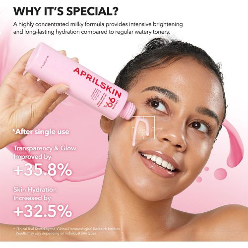 تونر شیری ترانگزامیک اسید و نیاسینامید آپریل اسکین ضد لک و روشن کننده قوی پوست APRILSKIN TXA Niacinamide 99 Milky Toner