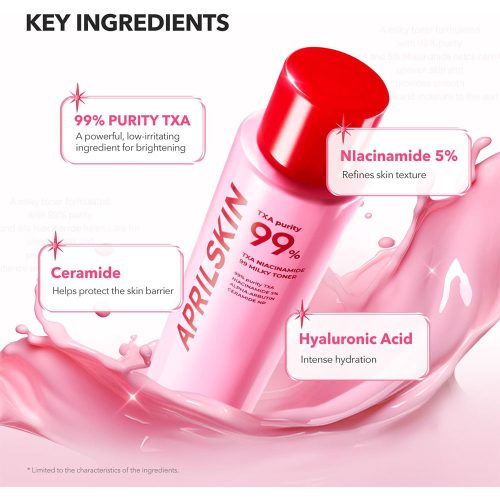 تونر شیری ترانگزامیک اسید و نیاسینامید آپریل اسکین ضد لک و روشن کننده قوی پوست APRILSKIN TXA Niacinamide 99 Milky Toner