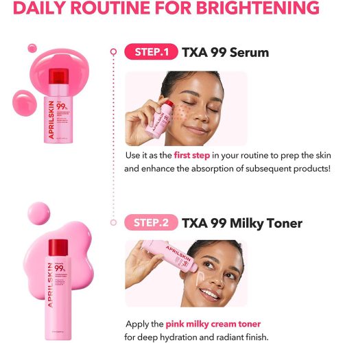 تونر شیری ترانگزامیک اسید و نیاسینامید آپریل اسکین ضد لک و روشن کننده قوی پوست APRILSKIN TXA Niacinamide 99 Milky Toner
