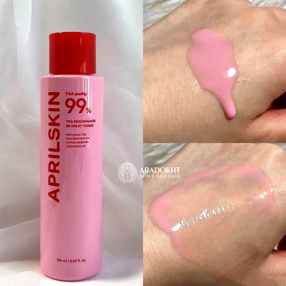 تونر شیری ترانگزامیک اسید و نیاسینامید آپریل اسکین ضد لک و روشن کننده قوی پوست APRILSKIN TXA Niacinamide 99 Milky Toner