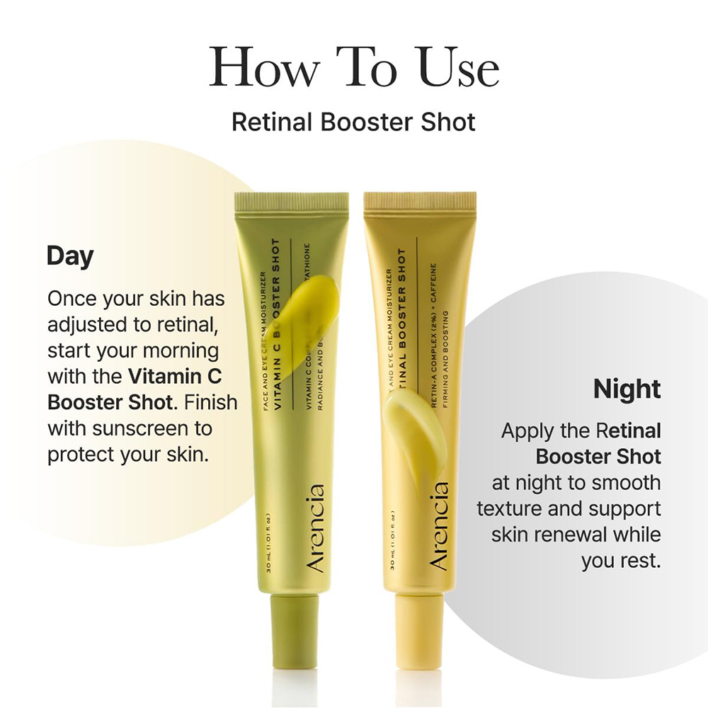 سرم دور چشم و صورت ویتامین سی بوستر شات آرنسیا روشن کننده و مرطوب کننده پوست Arencia Vitamin C Booster Shot