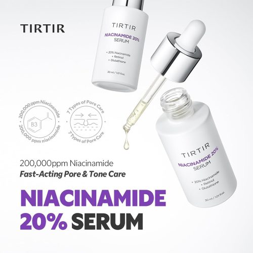 سرم نیاسینامید 20 درصد تیر تیر روشن کننده، کنترل چربی و منافذ پوست TIRTIR Niacinamide 20% Serum