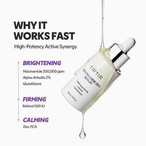 سرم نیاسینامید 20 درصد تیر تیر روشن کننده، کنترل چربی و منافذ پوست TIRTIR Niacinamide 20% Serum