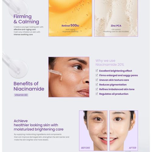 سرم نیاسینامید 20 درصد تیر تیر روشن کننده، کنترل چربی و منافذ پوست TIRTIR Niacinamide 20% Serum