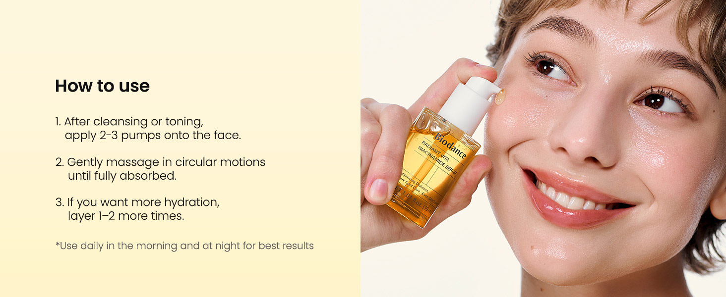 سرم ویتا نیاسینامید بایودنس روشن کننده قوی و آنتی اکسیدان پوست Biodance Radiant Vita Niacinamide Serum