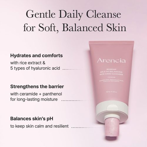 شوینده رزهیپ آرنسیا متعادل کننده PH و تقویت سد دفاعی پوست Arencia Rosehip Mild pH Balancing Rice Cake Cleanser