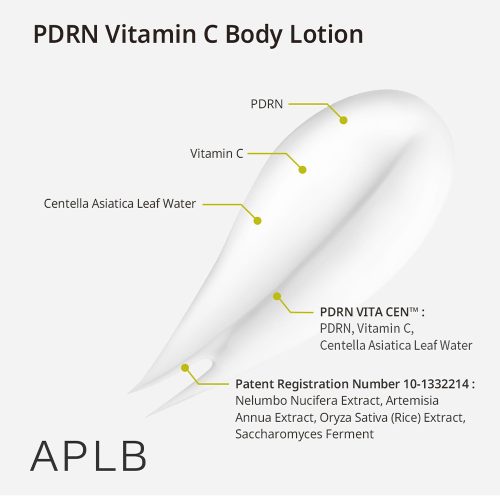 لوسیون بدن PDRN و ویتامین سی APLB ترمیم کننده و روشن کننده پوست APLB PDRN Vitamin C Body Lotion