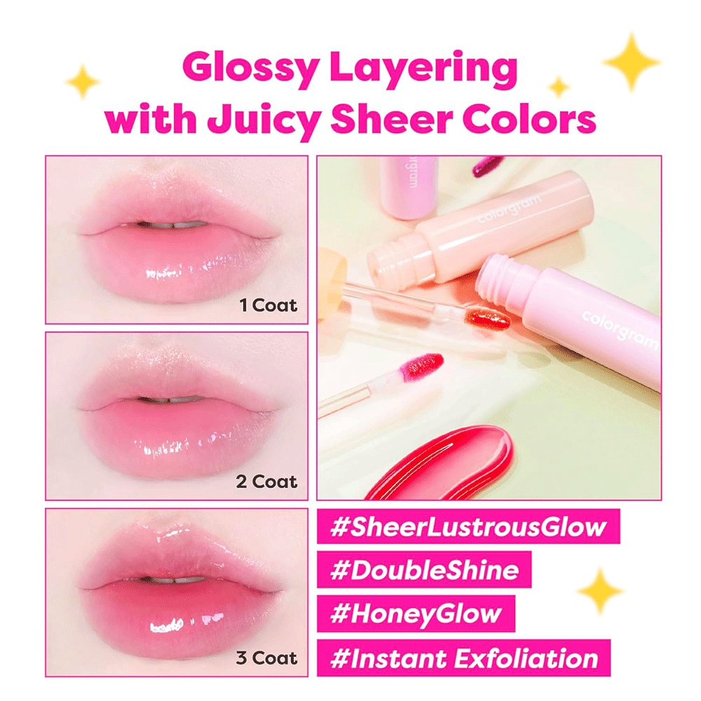 لیپ گلاس میوه ای کالرگرام COLORGRAM Fruity Glass Gloss