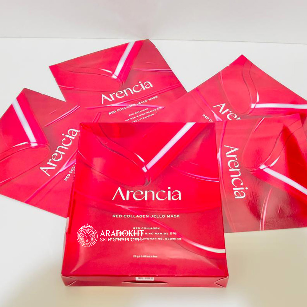 ماسک ژلی کلاژن قرمز آرنسیا آبرسان، ضد چروک و تقویت سد دفاعی پوست Arencia Red Collagen Jello Mask Set