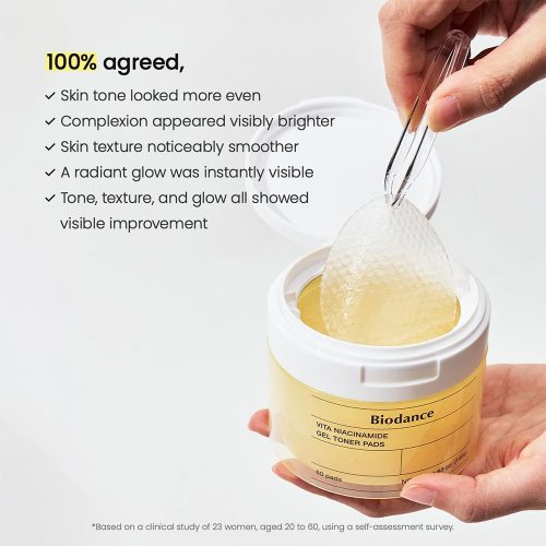 پد تونر ژلی ویتا نیاسینامید بایودنس ضد لک و روشن کننده پوست Biodance Vita Niacinamide Gel Toner Pads
