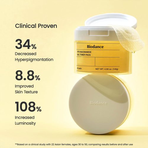 پد تونر ژلی ویتا نیاسینامید بایودنس ضد لک و روشن کننده پوست Biodance Vita Niacinamide Gel Toner Pads