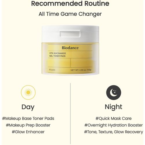 پد تونر ژلی ویتا نیاسینامید بایودنس ضد لک و روشن کننده پوست Biodance Vita Niacinamide Gel Toner Pads