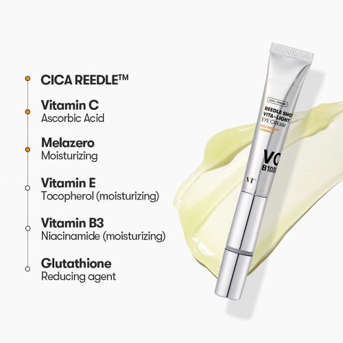 کرم دور چشم روشن کننده ویبره دار ویتا لایت ریدل شات وی تی کازمتیک VT REEDLE SHOT VITA-LIGHT EYE CREAM