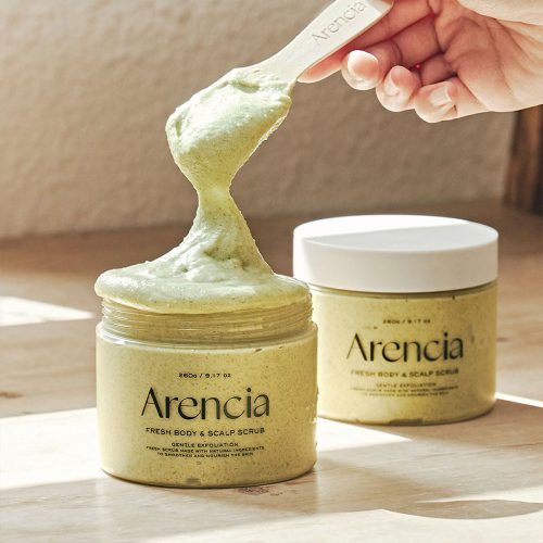 اسکراب کف سر و بدن سوسن و نعناع فرانسوی آرنسیا لایه بردار ملایم و پاک کننده عمقی پوست ARENCIA Fresh Cloud Body & Scalp Scrub French Mint & Lily