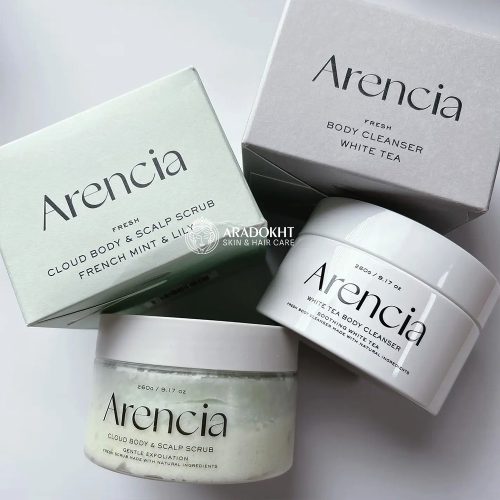 اسکراب کف سر و بدن سوسن و نعناع فرانسوی آرنسیا لایه بردار ملایم و پاک کننده عمقی پوست ARENCIA Fresh Cloud Body & Scalp Scrub French Mint & Lily
